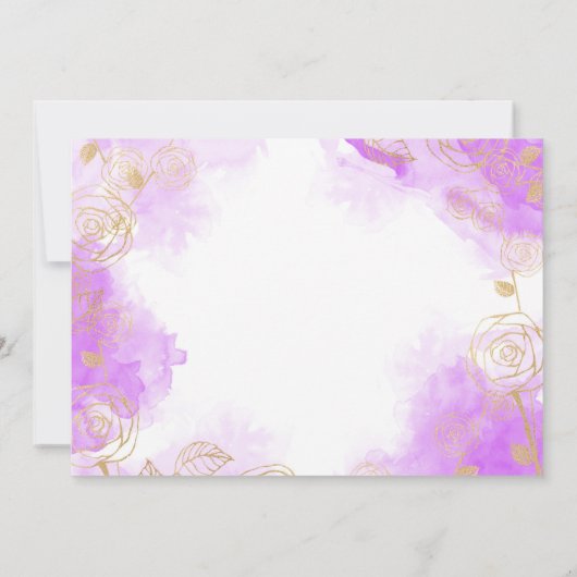 Sweet Baby Girl Baby shower Paarse Gold Elegant Kaart (Achterkant)