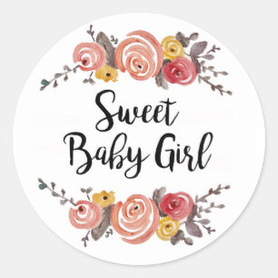 Sweet Baby Girl Baby shower Ronde Sticker