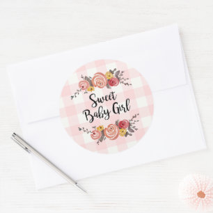 Sweet Baby Girl Baby shower Ronde Sticker