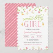 Sweet Baby Girl Baby shower Uitnodiging (Voorkant / Achterkant)