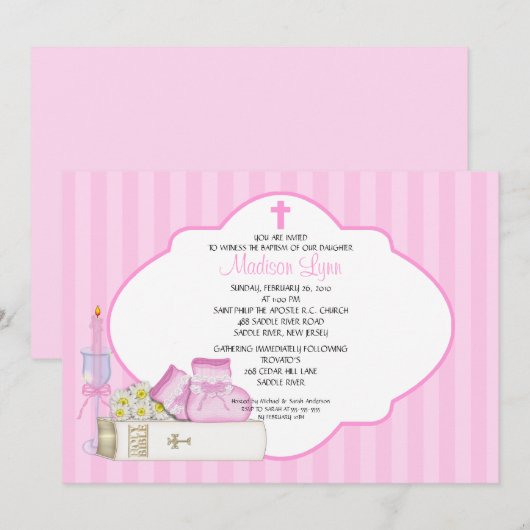 Sweet Baby Girl Baptisme Inname Kaart (Voorkant / Achterkant)