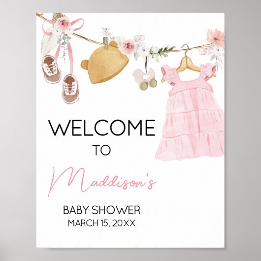Sweet Baby Girl Boho Kleding Baby shower Welkom Poster (Voorkant)