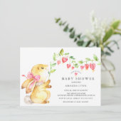 Sweet Baby Girl Bunny Baby shower Invitation Kaart (Staand voorkant)
