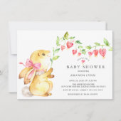 Sweet Baby Girl Bunny Baby shower Invitation Kaart (Voorkant)