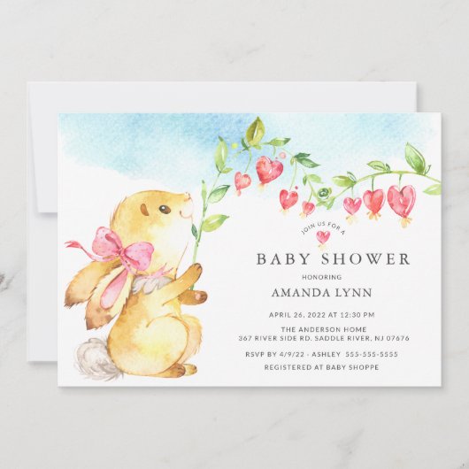 Sweet Baby Girl Bunny Baby shower Kaart (Voorkant)