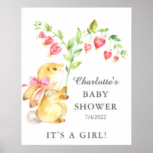 Sweet Baby Girl Bunny Baby shower Poster