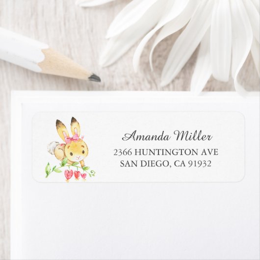 Sweet Baby Girl Bunny Return Address Label (Insitu)