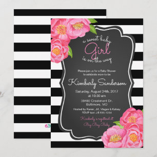 Sweet Baby Girl Chalk Floral Shower Kaart