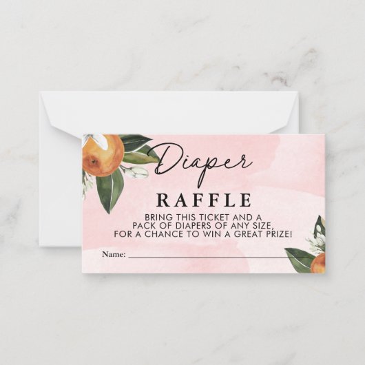 Sweet Baby Girl Clementine Girl Diaper Raffle Notitiekaartje (Voorkant)