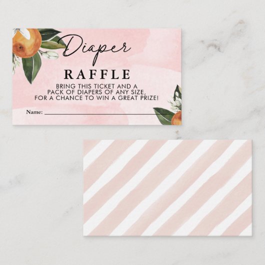 Sweet Baby Girl Clementine Girl Diaper Raffle Notitiekaartje (Voorkant / Achterkant)