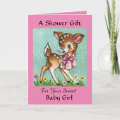 Sweet Baby Girl  Deer Shower Gift Kaart (Voorkant)