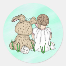 Sweet Baby Girl en Easter Bunny Ronde Sticker
