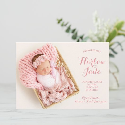 Sweet Baby Girl Foto geboorteaankondigingen (Staand voorkant)