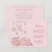 Sweet Baby Girl Geboorteaankondiging Aankondiging (Voorkant / Achterkant)