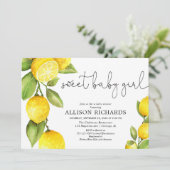 Sweet baby girl lemon waterverf baby shower kaart (Staand voorkant)