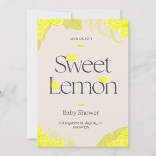 Sweet Baby Girl Lemon Waterverf Baby shower Kaart