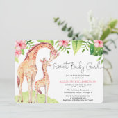 Sweet Baby Girl Leuke giraffe safari baby shower Kaart (Staand voorkant)