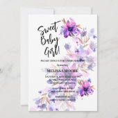 Sweet baby girl levendig paarse roze bloem kaart (Voorkant)