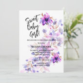 Sweet baby girl levendig paarse roze bloem kaart (Staand voorkant)