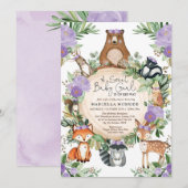 Sweet Baby Girl Paarse Bloemen Woodland Douche Kaart (Voorkant / Achterkant)