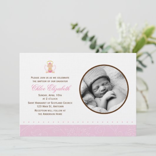 Sweet Baby Girl Photo Baptisme Kaart (Staand voorkant)