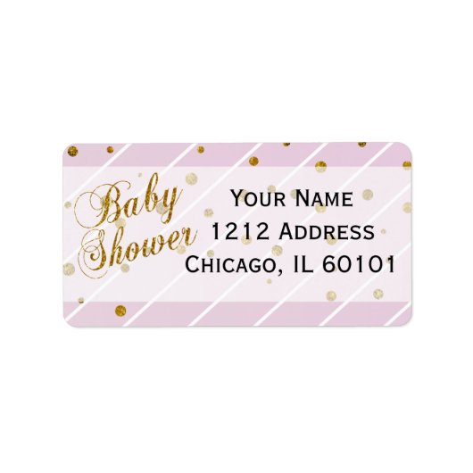 Sweet Baby Girl Pink & Gold Confetti | BABY SHOWER Etiket (Voorkant)
