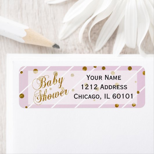 Sweet Baby Girl Pink & Gold Confetti | BABY SHOWER Etiket (Insitu)