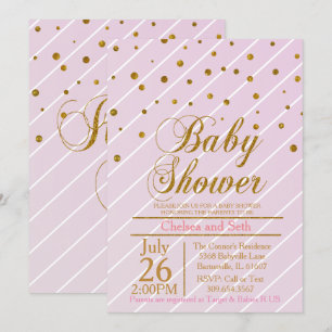 Sweet Baby Girl Pink & Gold Confetti BABY SHOWER Kaart