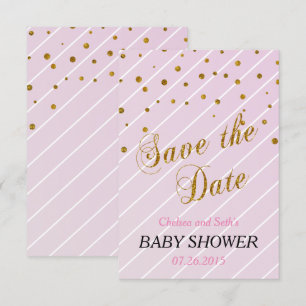 Sweet Baby Girl Pink & Gold Confetti   BABY SHOWER Kaart