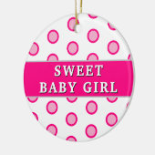 Sweet Baby Girl Pink Polka Dots Geboortestatistiek Keramisch Ornament (Links)
