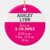 Sweet Baby Girl Pink Polka Dots Geboortestatistiek Keramisch Ornament (Achterkant)