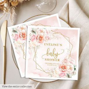 Sweet Baby Girl poeder roze gouden pioenen servett Servet