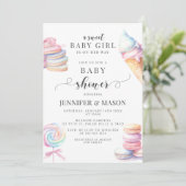 Sweet Baby Girl Schattige Pastel Snoep Baby shower Kaart (Staand voorkant)