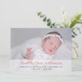 Sweet Baby Girl Script Birth Aankondiging (Staand voorkant)