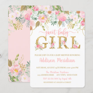 Sweet Baby Girl Shower Kaart