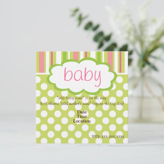 Sweet Baby Girl Shower Kaart (Staand voorkant)