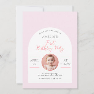 Sweet Baby Girl Soft Pink Eerste verjaardagsfeestj Kaart