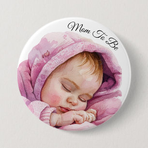 Sweet Baby Girl Waterverf Verwacht dat mama zal zi Ronde Button 7,6 Cm