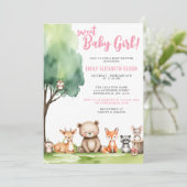 Sweet Baby Girl Woodland Animals Baby shower Kaart (Staand voorkant)