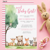 Sweet Baby Girl Woodland Animals Baby shower Kaart