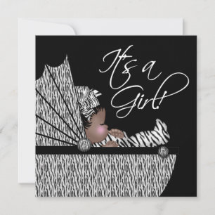 Sweet Baby Girl Zebra Invitation Kaart