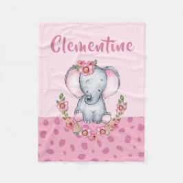 Sweet Baby Girl's Elephant Floral Animal Print Fleece Deken