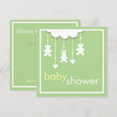 Sweet Baby Green Mobile Baby shower Invitation Kaart (Voorkant / Achterkant)