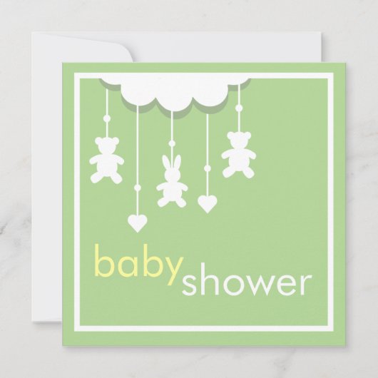 Sweet Baby Green Mobile Baby shower Invitation Kaart (Voorkant)