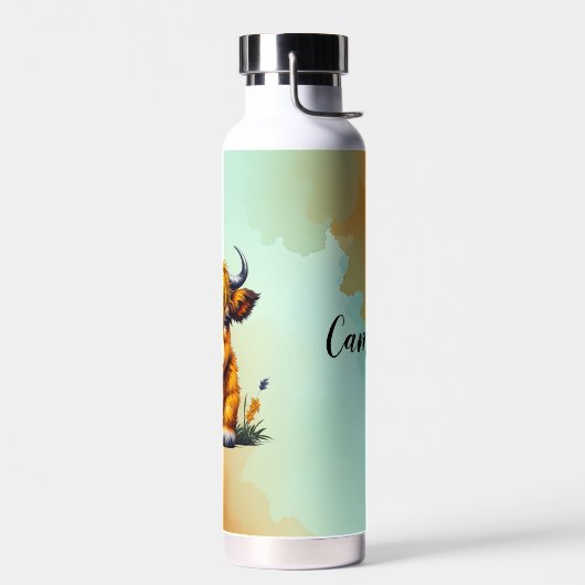 Sweet Baby Highland Koe gepersonaliseerd Waterfles (Links)