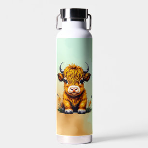 Sweet Baby Highland Koe gepersonaliseerd Waterfles