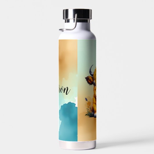 Sweet Baby Highland Koe gepersonaliseerd Waterfles (Rechts)