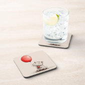 Sweet Baby Hippo met rode ballon Bier Onderzetter (Rechterzijde)