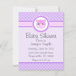 Sweet Baby Hippo Paarse Baby Shower Invitaties Kaart
