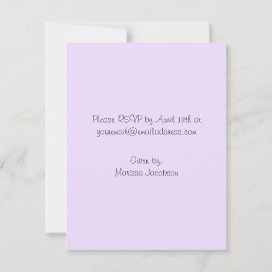 Sweet Baby Hippo Paarse Baby Shower Invitaties Kaart (Achterkant)